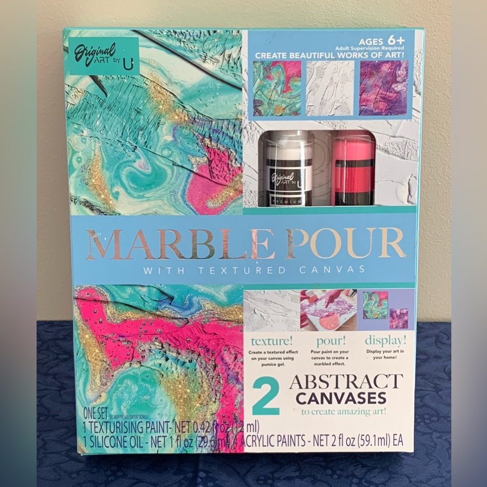 Marble Pour Art Kit with Textured Canvas